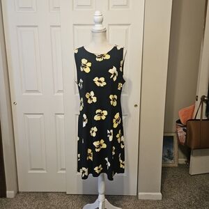 Tommy Hilfiger Black Dress with Yellow Floral Design